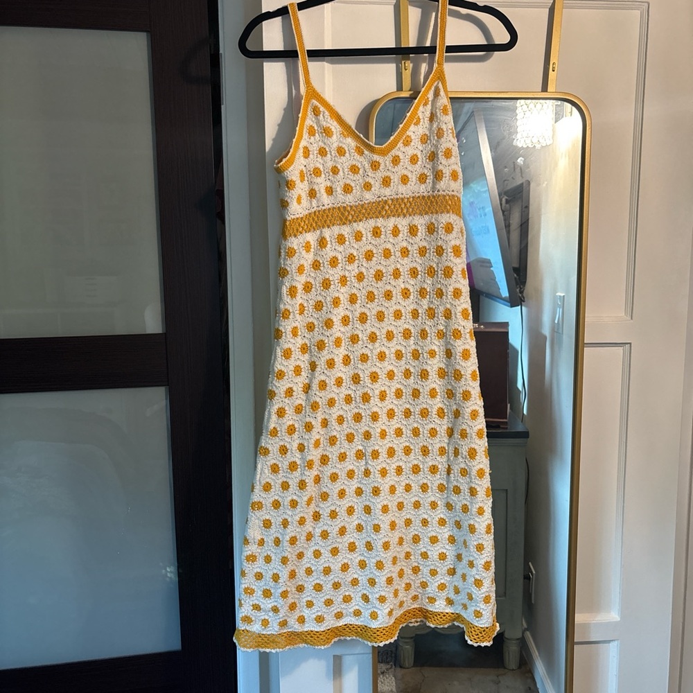 Tory Burch Yellow and White Crochet Top